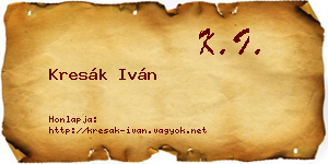 Kresák Iván névjegykártya